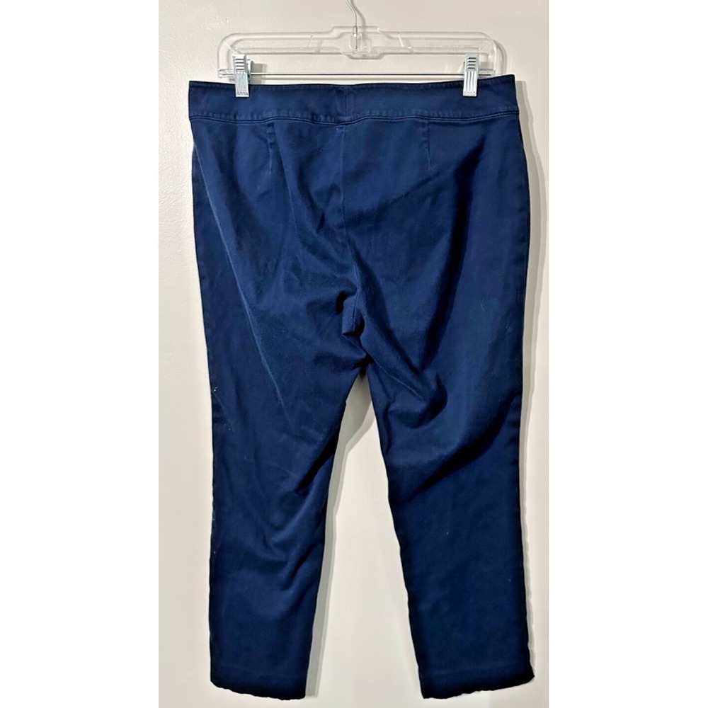 LRL Ralph Lauren Slim Blue Pants Size 10 Mid Rise Gold Buttons Career Casual - Picture 2 of 8